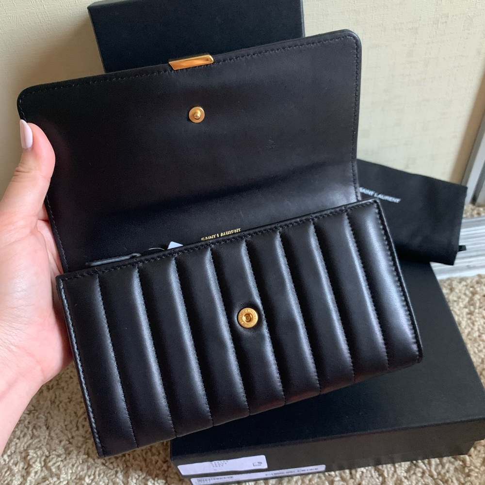 Saint Laurent Vicky Quilted Leather Long Wallet - Picture 10 of 14